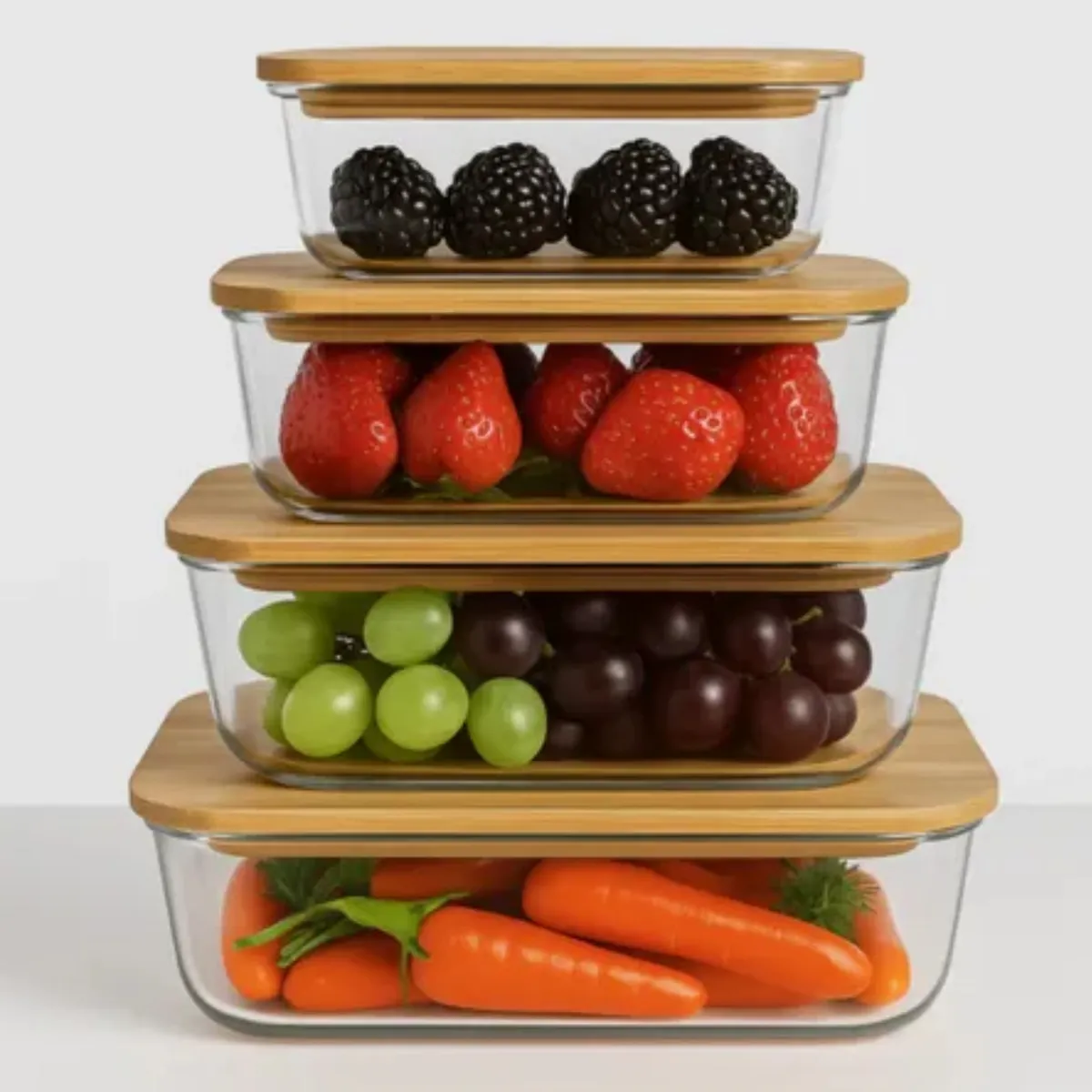 4 Pcs Glass Food Storage Containers - Rectangle - Image 2