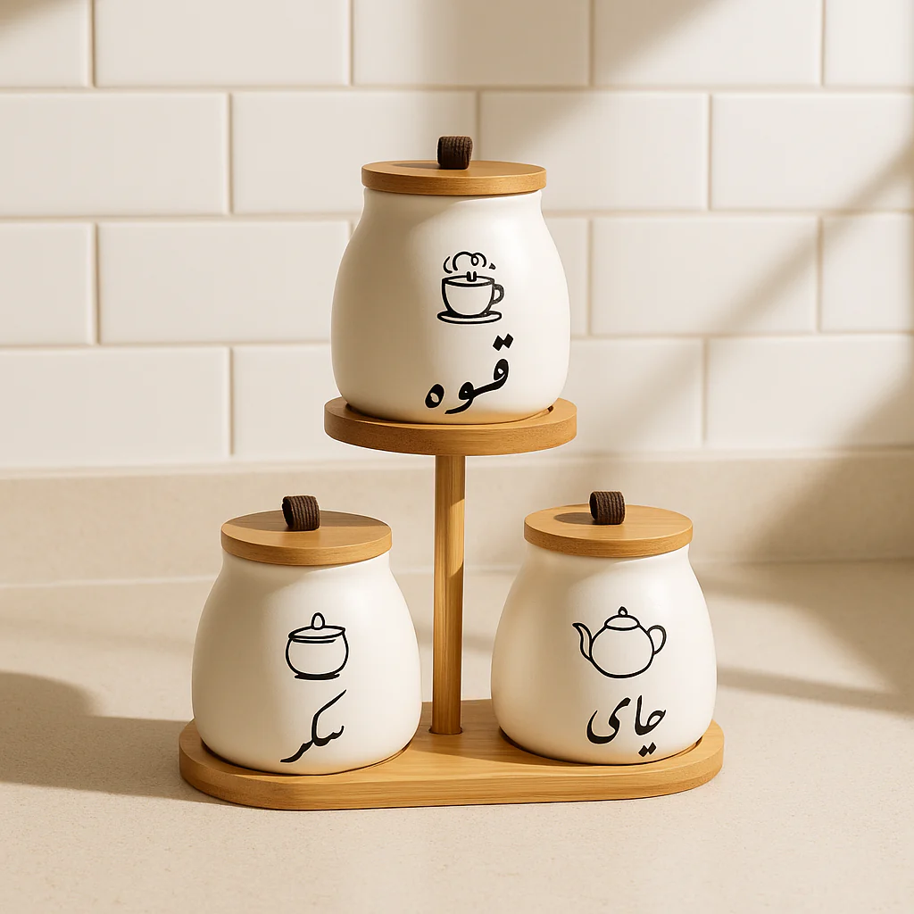 Arabic Script Ceramic Jar Set