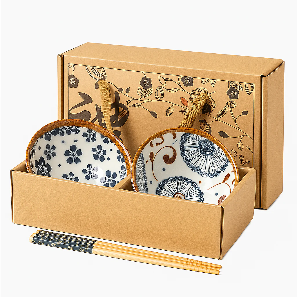 Japanese Floral Ceramic Bowls - Set of 2 - Image 2