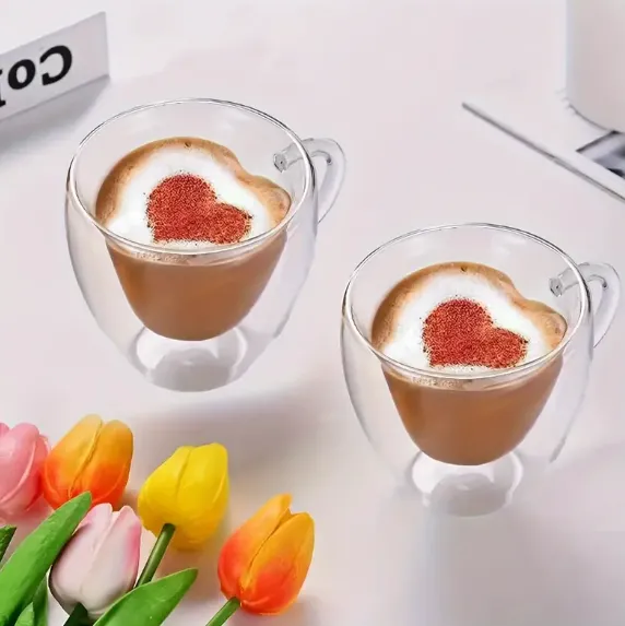 Double Wall Glass Mug | Heart - Image 3