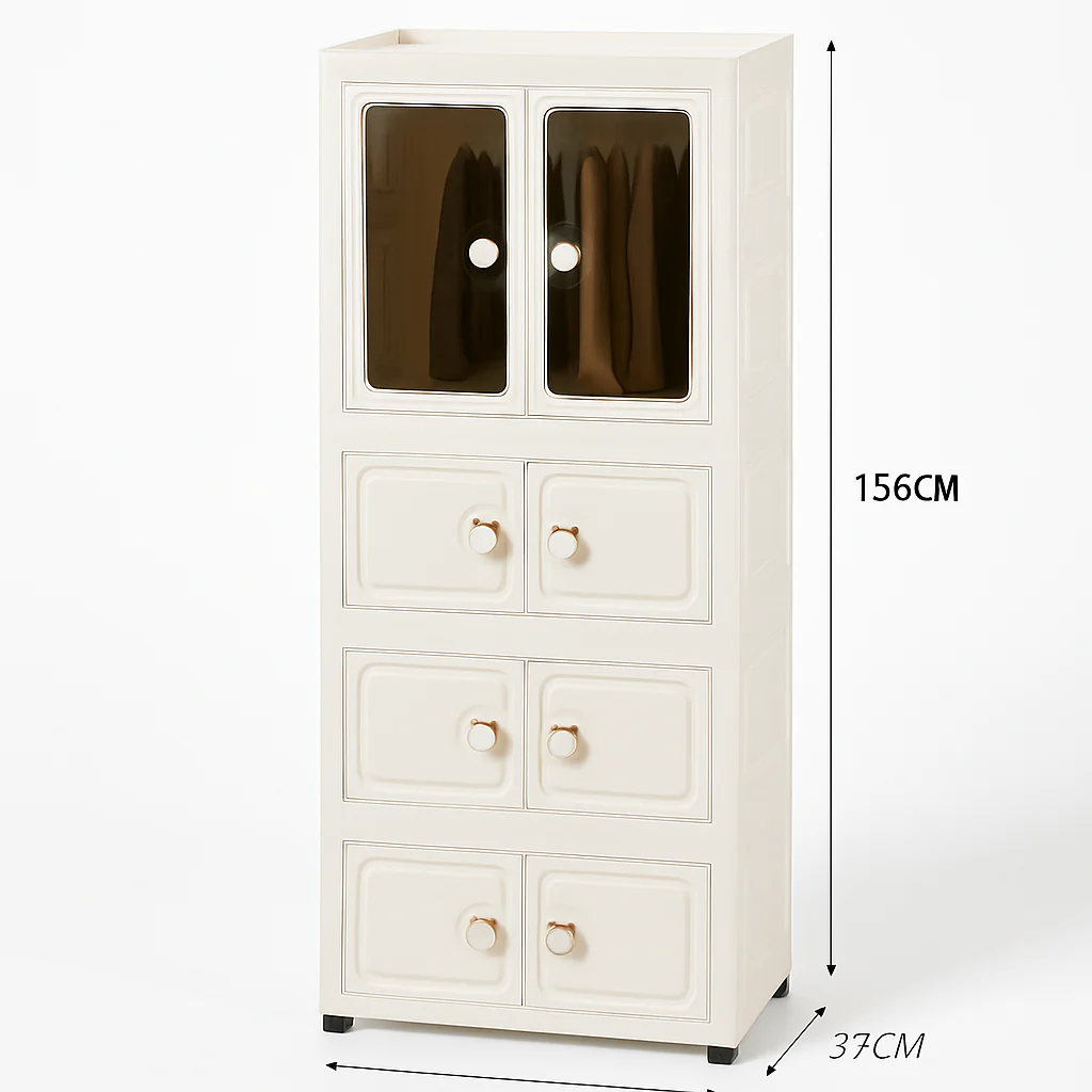 Foldable Dustproof Multi-layer Plastic Storage Cabinet - Image 4
