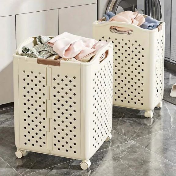 Foldable Household Laundry Basket With Wheels - Image 4