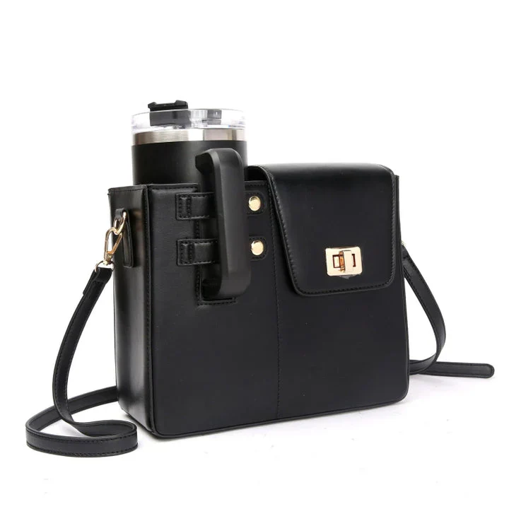 Leather Crossbody Bag With Stanley Cup Holder - Image 2