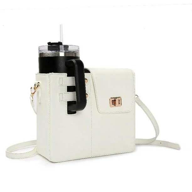Leather Crossbody Bag With Stanley Cup Holder - Image 3