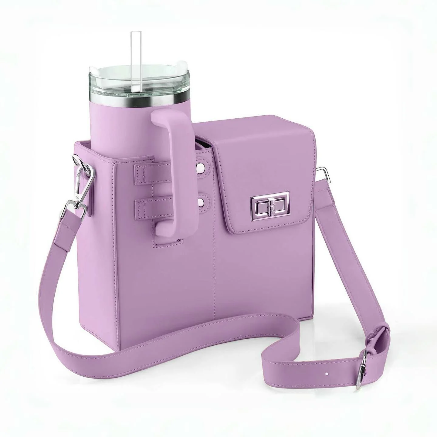Leather Crossbody Bag With Stanley Cup Holder - Image 6