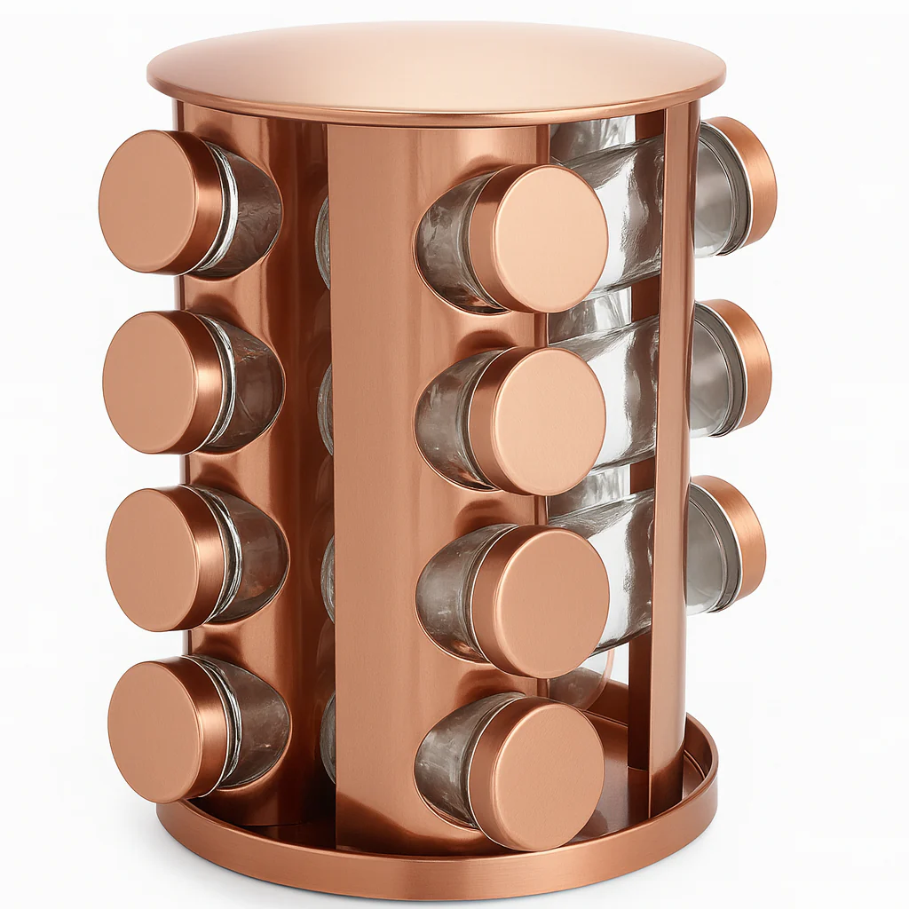 Metal Brass Modern Revolving Spice Organizer (16 Pc.) - Image 2