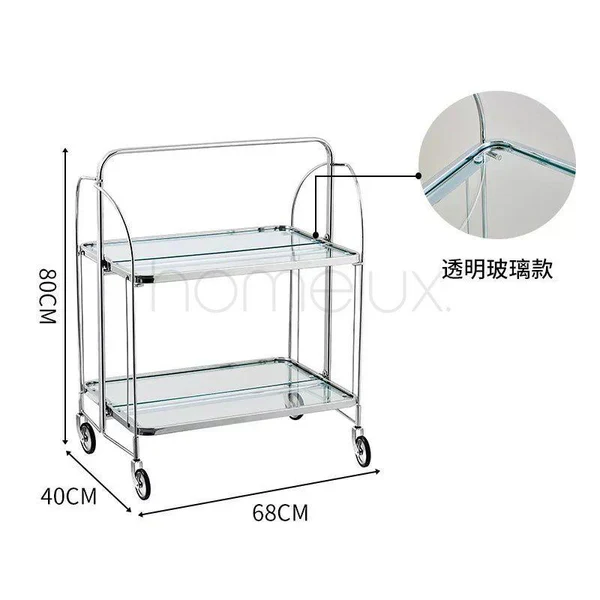 Modern Gold Folding Bar Cart Trolly - Silver - Image 3