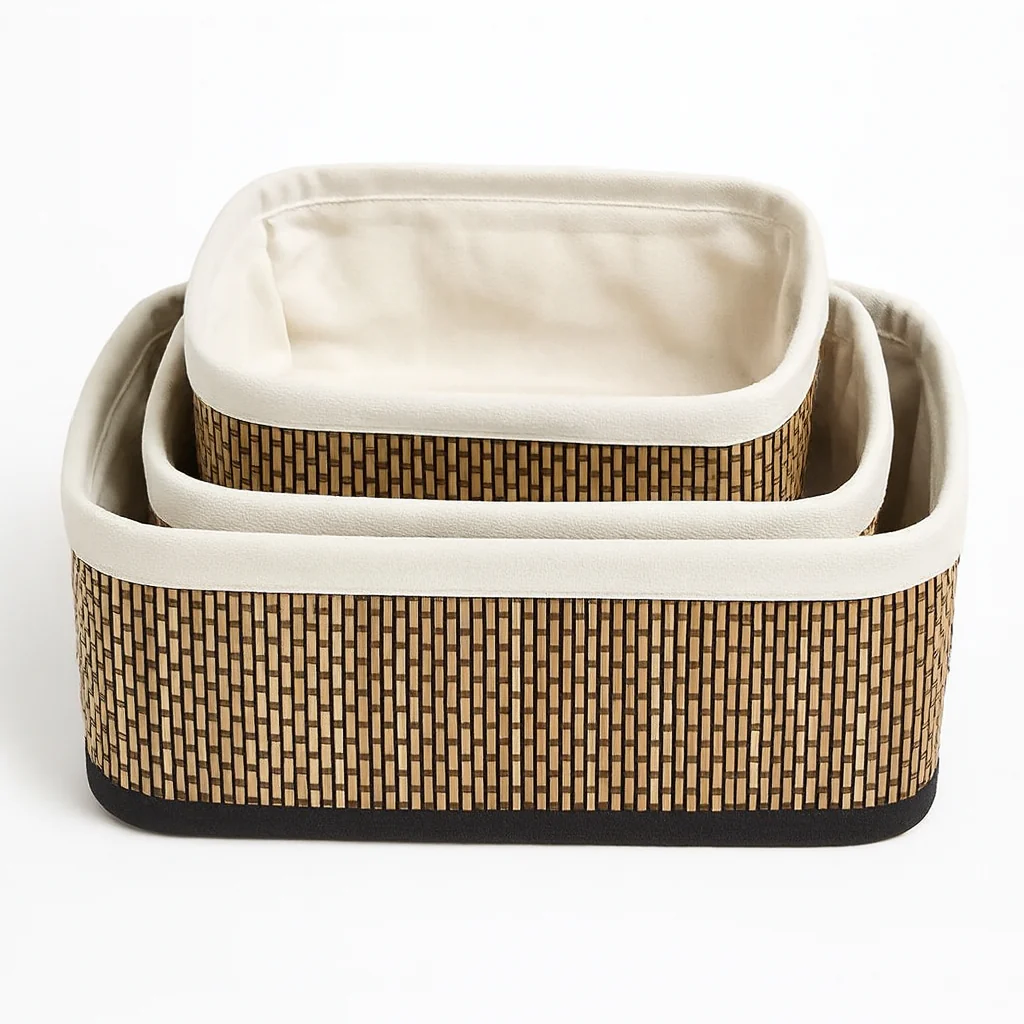 Multipurpose Bamboo Basket Set - Rectangular - Image 2