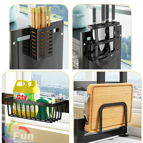 85cm Kitchen Storage Over the Sink Dish Rack With Cabinet - Image 5