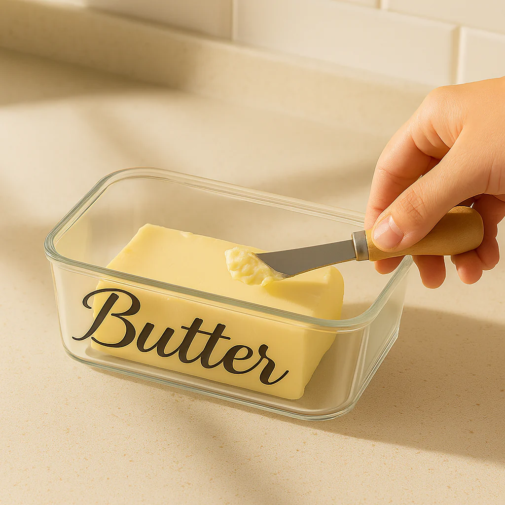 Premium Glass Butter Keeper with Knife - Image 2