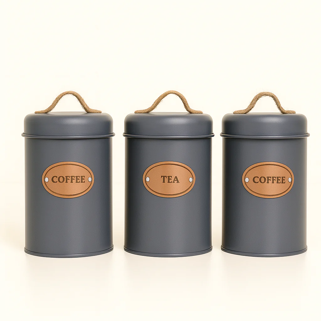 Rustic Kitchen Canister Set - Grey - Image 2