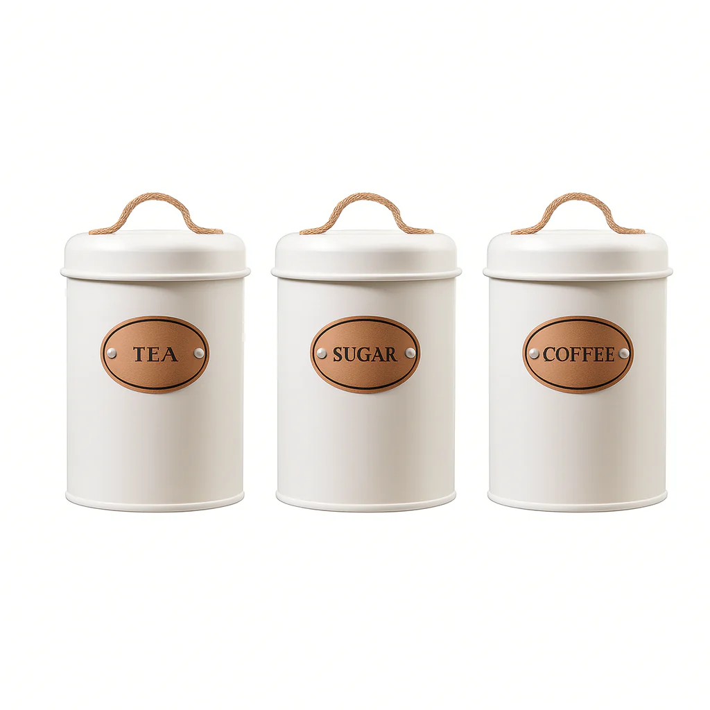 Rustic Kitchen Canister Set - White - Image 2