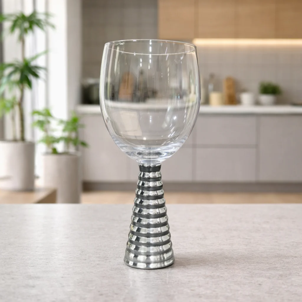 Screw Champagne Goblets Glass - Silver - Set of 6 - Image 2