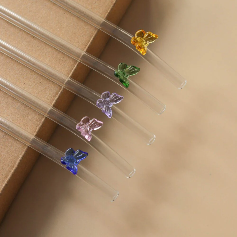 Butterfly/Stars Glass Straws - 4Pcs - Image 4