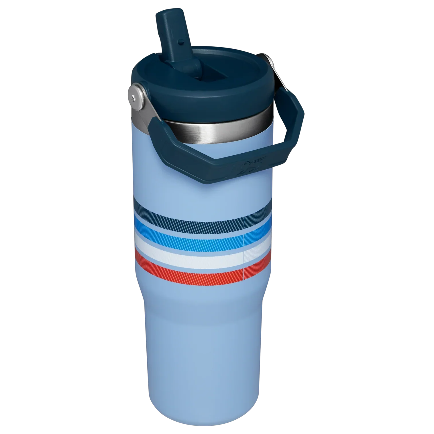 The IceFlow™ Flip Straw Tumbler | 30 OZ - Cornflower Stripe - Image 2