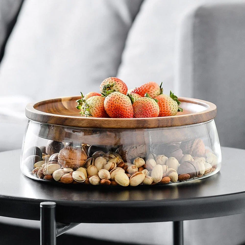 Transparent Glass Storage Canister With Wooden Lid - Image 4